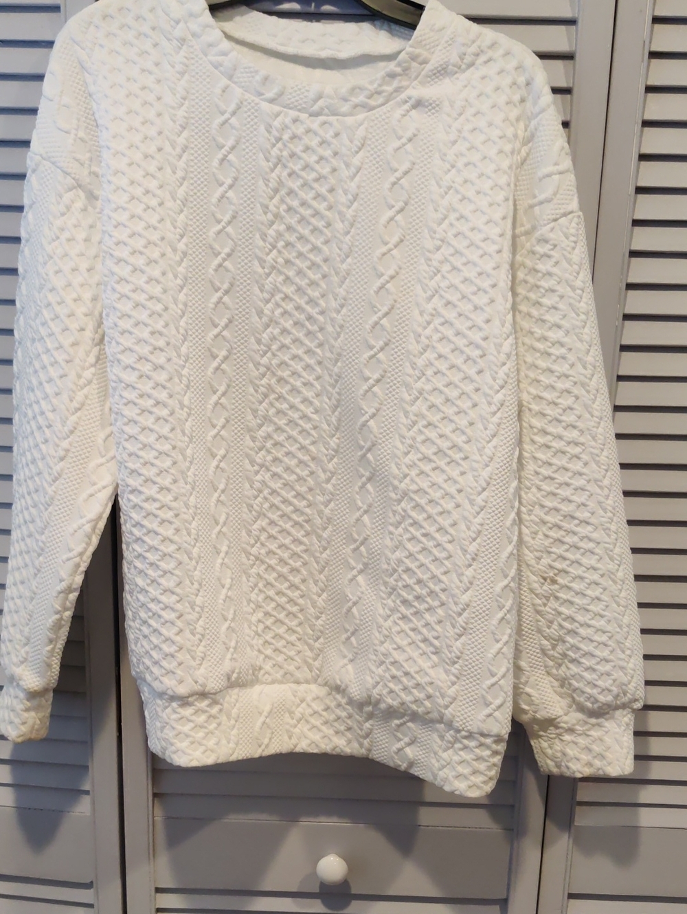 NWOT  White Cable Knit Pullover Sweater
